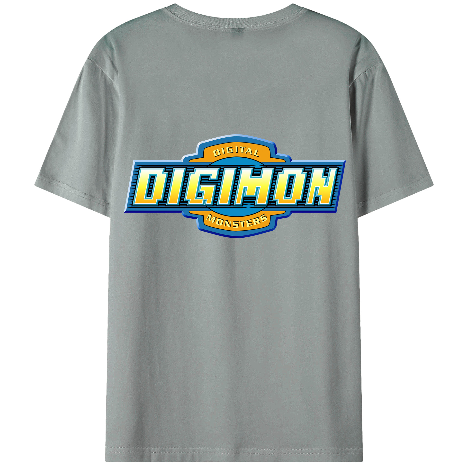 （画像用） Digimon デジタルモンスター/デジモン 綿100％ メンズ半袖Tシャツ（バックプリント） 通気性